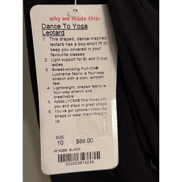NWT Lululemon Dance To Yoga Leotard Black 1 Piece Size 10 Workout Barre Swim Gym - Picture 4 of 10